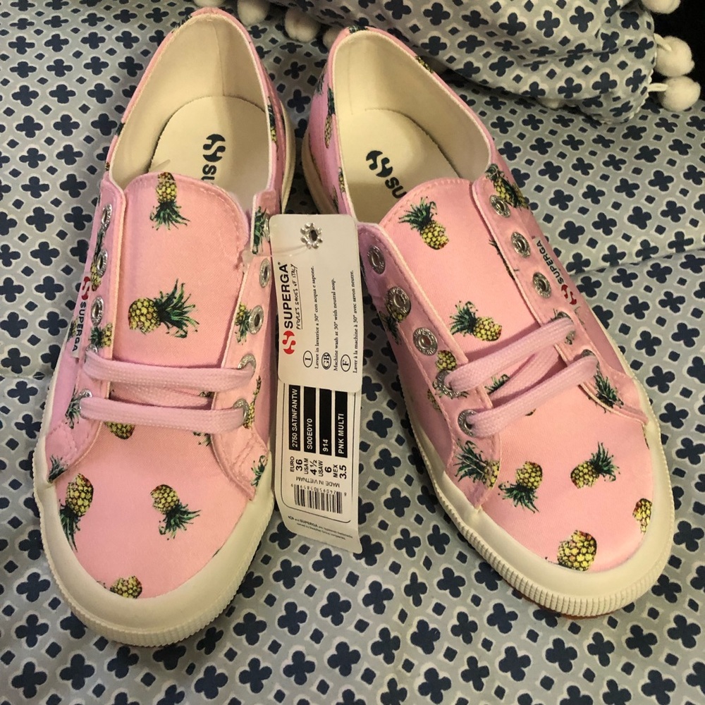 NWT Superga pink satin pineapple sneakers US sz 6